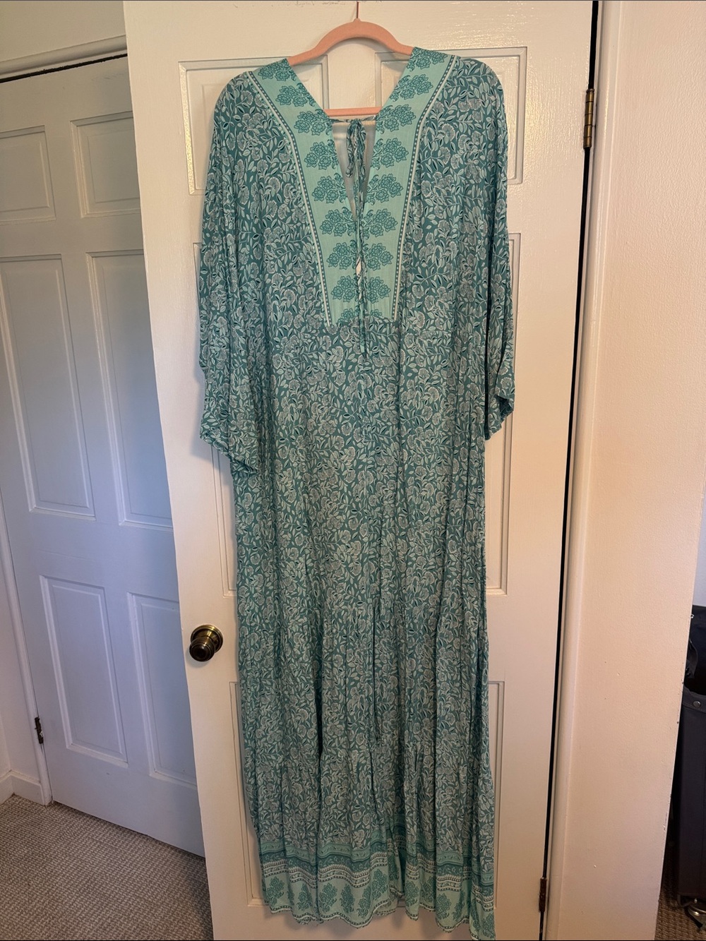 Bohemian Maxi Dress with Tassel Tie in Teal - Picture 6 of 6
